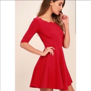 Lulu’s red scalloped neck dress